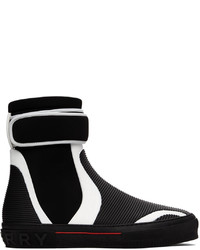 Black and White Rubber High Top Sneakers