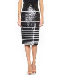 Black and White Sequin Pencil Skirt