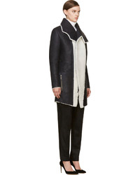 Anthony Vaccarello Black Shearling Irregular Collar Coat