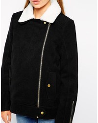 Brave Soul Biker Jacket With Faux Shearling Collar