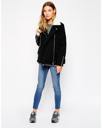 Brave Soul Biker Jacket With Faux Shearling Collar