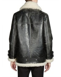 Acne Studios Shearling Leather Oversized Vintage Moto Jacket