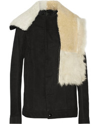 Rick Owens Shearling Trimmed Suede Jacket
