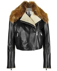 Topshop Unique Sadler Genuine Shearling Lambskin Leather Jacket