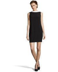 Wyatt Black And White Stretch Crepe Collared Shift Dress