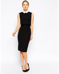 Asos Collection Pencil Dress With Shell Top With Contrast Collar