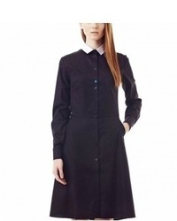 Carnet de Mode Im Your Shirt Black Shirt Dress With Contrasting Collar And Button