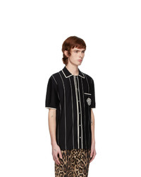 Dolce and Gabbana Black Stretch Jersey Patch Shirt