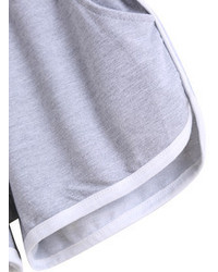 Elastic Waist Contrast Edge Grey Shorts