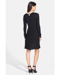Cynthia Steffe Nola Collared Textured Fit Flare Sweater Dress