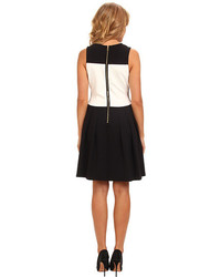 Vince Camuto Sleeveless Ponte Fit Flare Dress W Racer Stripe Detail