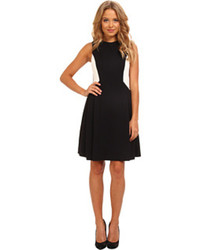 Vince Camuto Sleeveless Ponte Fit Flare Dress W Racer Stripe Detail