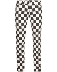 Dolce & Gabbana Checkerboard Print Straight Leg Jeans