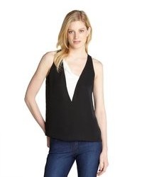 A.L.C. Black And White Silk Sigrid Colorblock Sleeveless Top