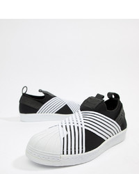adidas Originals Slip On Trainers In Black And Whitewhite