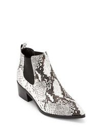 Black and White Snake Leather Chelsea Boots