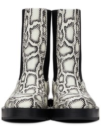 Givenchy White Black Python Squared Chelsea Boots
