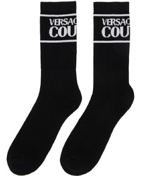 VERSACE JEANS COUTURE Black Logo Socks