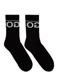 Hugo Two Pack Black Rib Logo Socks
