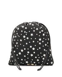 Black and White Star Print Leather Clutch