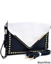 Dasein Large Two Tone Studded Envelope Clutch