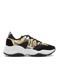 VERSACE JEANS COUTURE Black And White Barocco Print Sneakers