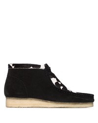 Black and White Suede Desert Boots