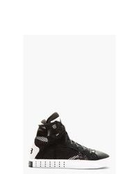 Black and White Suede High Top Sneakers
