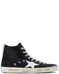 Golden Goose Navy White Suede Francy Classic High Top Sneakers