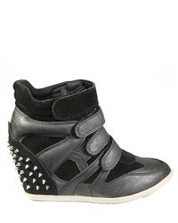 Soho Girl Jasmin Spiked Sneakers Black And White