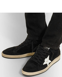 Golden Goose Ball Star Distressed Suede And Leather Sneakers
