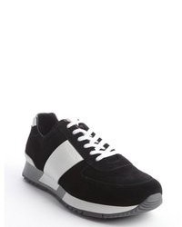 Prada Black And White Suede Sneakers