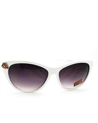 106Shades Cat Eye Sunglasses With Strawberry Emblem White