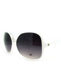 106Shades Dg Eyewear Thin Plastic Overisized Round Dragonfly Sunglasses White