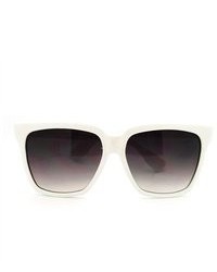106Shades Modern Geometric Squared Oversized Wayfarer Sunglasses White