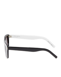 Saint Laurent Black And White Rectangular Sl274 Sunglasses