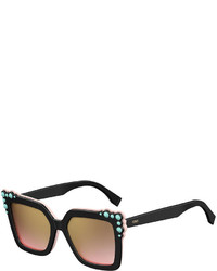 Fendi Can Eye Two Tone Studded Square Sunglasses