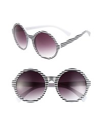 Fantas Eyes Fe Ny Episode Round Sunglasses Black White Stripe One Size