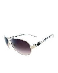 Fantaseyes Hot Pursuit Silver Zebra Metal Aviator Sunglasses