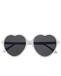 grinderPUNCH Large Oversized Thin Frame Heart Shaped Love Fashion Sunglasses White