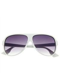 grinderPUNCH Plastic Tear Drop Frame Aviator Sunglasses Sunnies Gradient Thick White