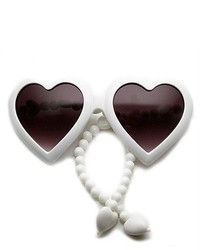 ZeroUV Oversized Beaded Arm Temple Heart Shape Sunglasses