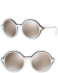 Valentino Garavani Rockstud 53mm Mirrored Round Sunglasses
