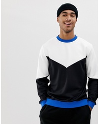 ASOS DESIGN Retro Track Sweatshirt With Colour Blocking In Black And White