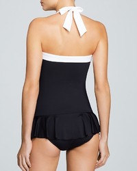 Lauren Ralph Lauren Bel Aire Shirred Bandeau Skirted Mio One Piece Swimsuit Dress
