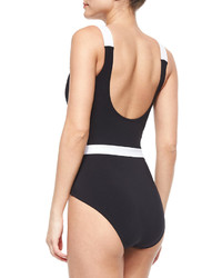 Karla Colletto Strappy High Back One Piece Swimsuit Blackwhite