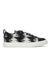 Black and White Tie-Dye Canvas Low Top Sneakers