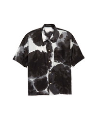 Black and White Tie-Dye Short Sleeve Shirt