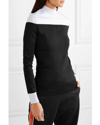 Givenchy Two Tone Ribbed Stretch Knit Turtleneck Sweater
