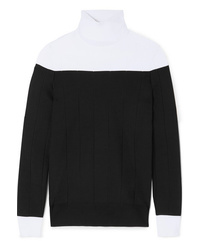 Givenchy Two Tone Ribbed Stretch Knit Turtleneck Sweater